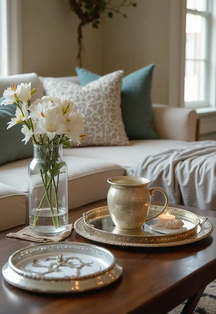 25 Living Room Mirror Decor Ideas That Make the Space Feel Bigger 21 25 Living Room Mirror Decor Ideas That Make the Space Feel Bigger - 21. Mirrored Accessories for the Coffee Table