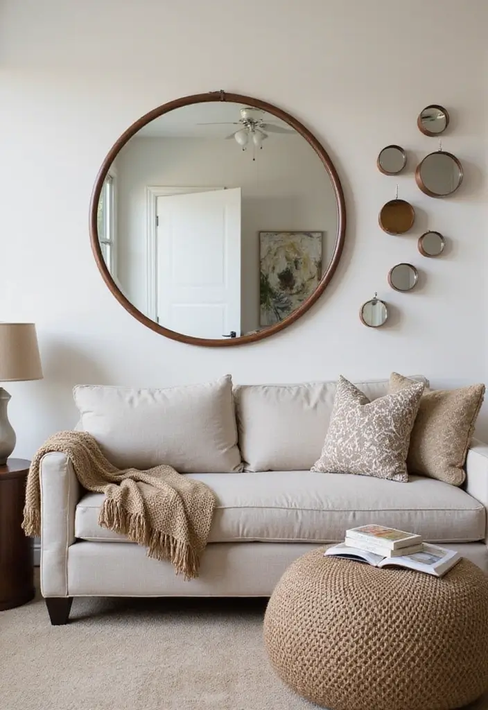 25 Living Room Mirror Decor Ideas That Make the Space Feel Bigger 7 25 Living Room Mirror Decor Ideas That Make the Space Feel Bigger - 7. Round Mirrors