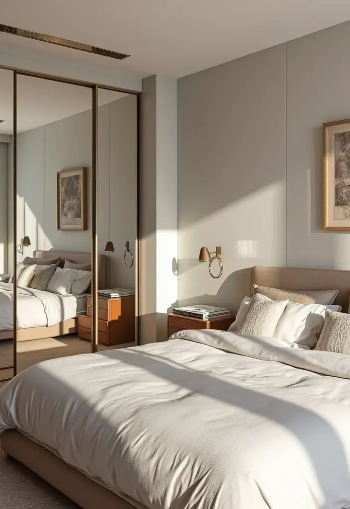 25 Mirror Decor Ideas for Bedrooms Without a Dresser Mirror 11 25 Mirror Decor Ideas for Bedrooms Without a Dresser Mirror - 11. Mirrored Closet Doors