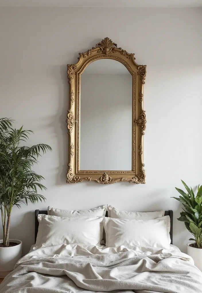 25 Mirror Decor Ideas for Bedrooms Without a Dresser Mirror 22 25 Mirror Decor Ideas for Bedrooms Without a Dresser Mirror - 22. Decorative Mirror Frame Only