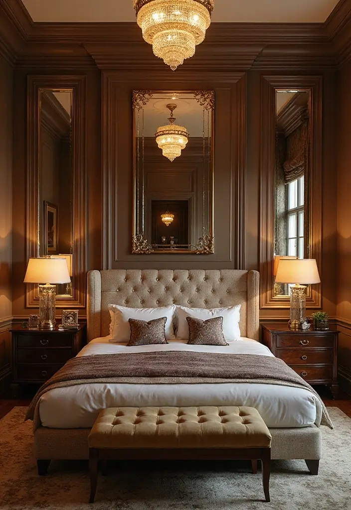 25 Mirror Decor Ideas for Bedrooms Without a Dresser Mirror 24 25 Mirror Decor Ideas for Bedrooms Without a Dresser Mirror - 24. Mirrored Art Deco Elements
