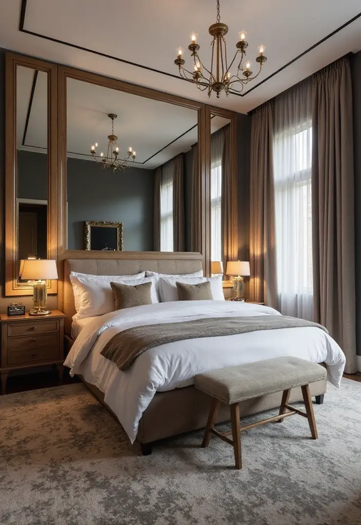 25 Mirror Decor Ideas for Bedrooms Without a Dresser Mirror 25 25 Mirror Decor Ideas for Bedrooms Without a Dresser Mirror - 25. Mirrored Accent Wall