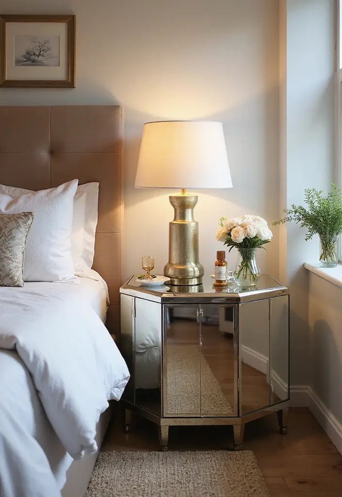 25 Mirror Decor Ideas for Bedrooms Without a Dresser Mirror 3 25 Mirror Decor Ideas for Bedrooms Without a Dresser Mirror - 3. Mirror Accent Table