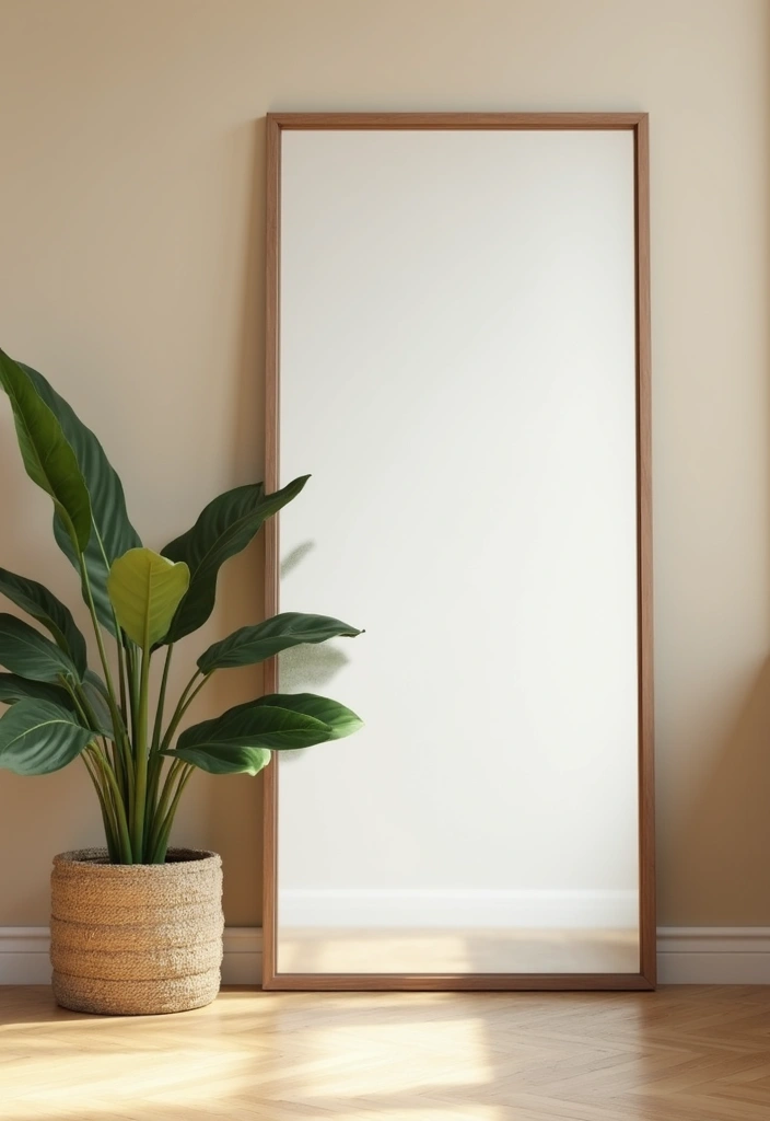 25 Mirror Decor Ideas for Gray and Beige Wall Color Palettes 1 25 Mirror Decor Ideas for Gray and Beige Wall Color Palettes - 1. Large Leaning Mirror