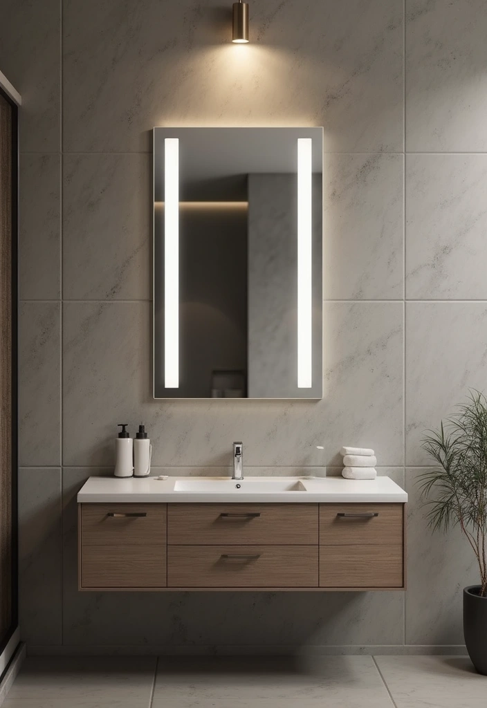 25 Mirror Decor Ideas for Gray and Beige Wall Color Palettes 10 25 Mirror Decor Ideas for Gray and Beige Wall Color Palettes - 10. Mirrors with LED Lighting