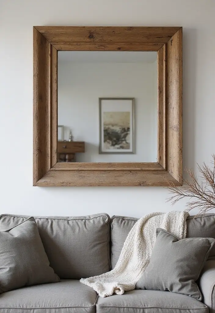 25 Mirror Decor Ideas for Gray and Beige Wall Color Palettes 18 25 Mirror Decor Ideas for Gray and Beige Wall Color Palettes - 18. Rustic Wood Mirrors
