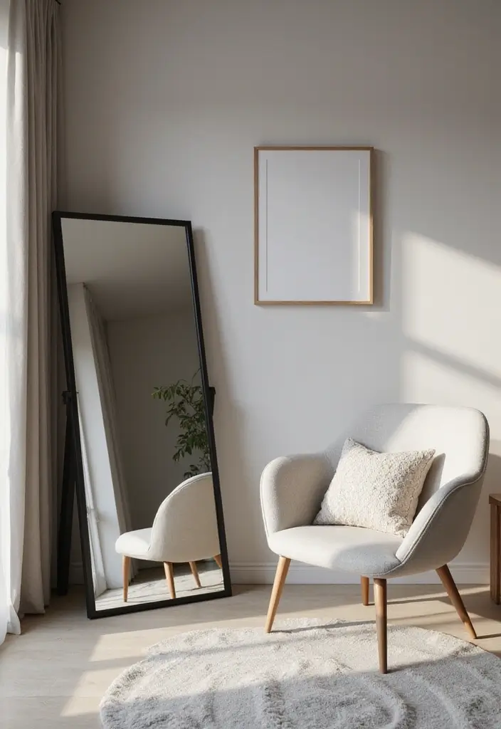 25 Mirror Decor Ideas for Gray and Beige Wall Color Palettes 19 25 Mirror Decor Ideas for Gray and Beige Wall Color Palettes - 19. Framed Floor Mirrors