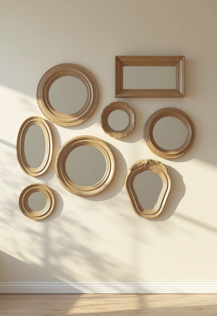 25 Mirror Decor Ideas for Gray and Beige Wall Color Palettes 3 25 Mirror Decor Ideas for Gray and Beige Wall Color Palettes - 3. Gallery Wall of Mirrors