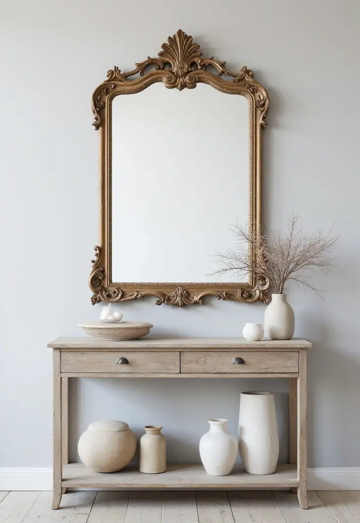 25 Mirror Decor Ideas for Gray and Beige Wall Color Palettes 4 25 Mirror Decor Ideas for Gray and Beige Wall Color Palettes - 4. Vintage Ornate Mirrors