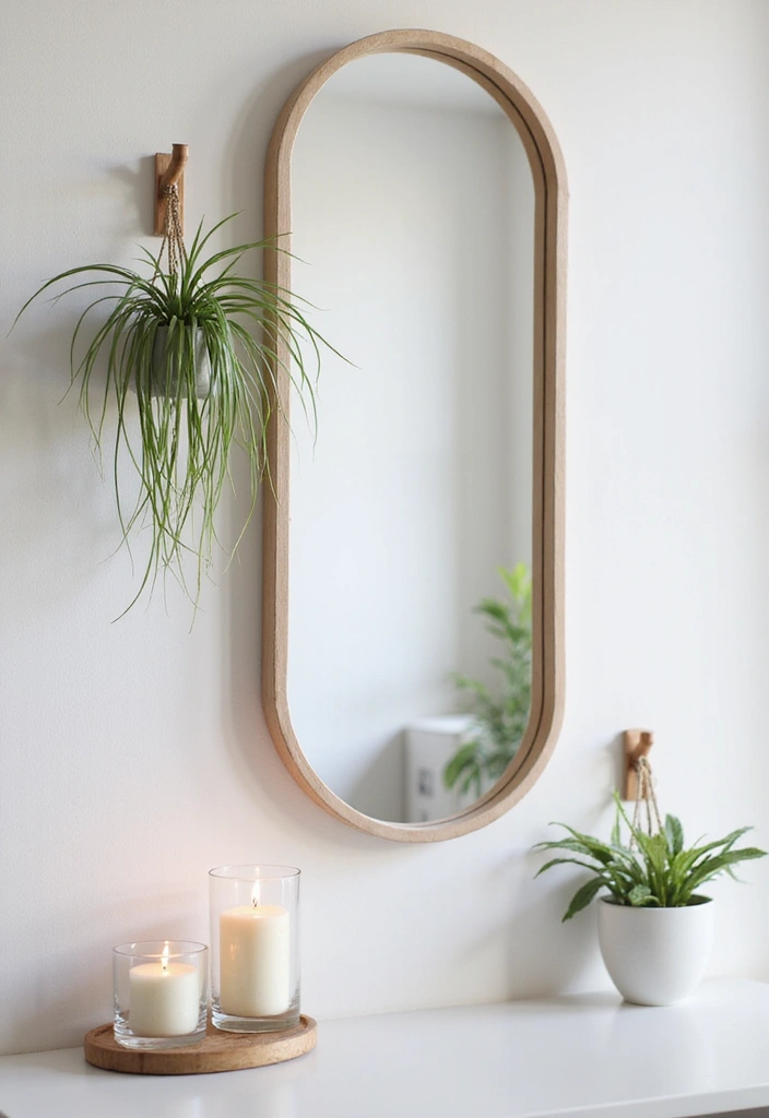 25 Mirror Decor Ideas with Candles and Greenery for Cozy Corners 9 25 Mirror Decor Ideas with Candles and Greenery for Cozy Corners - 9. Minimalist Mirror with Air Plant Hooks