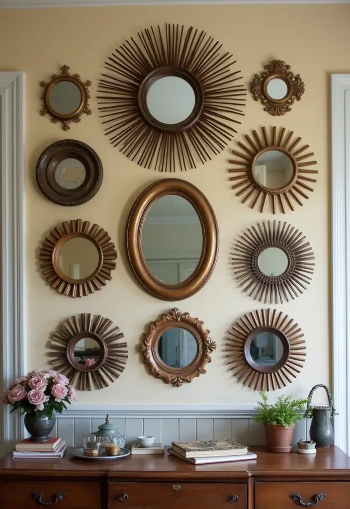 25 Mirror Wall Decor Ideas for Apartments and Small Spaces 11 25 Mirror Wall Decor Ideas for Apartments and Small Spaces - 11. Vintage Mirror Mix
