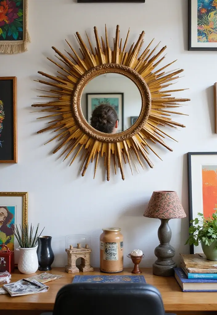 25 Mirror Wall Decor Ideas for Apartments and Small Spaces 13 25 Mirror Wall Decor Ideas for Apartments and Small Spaces - 13. Artistic Sunburst Reflections