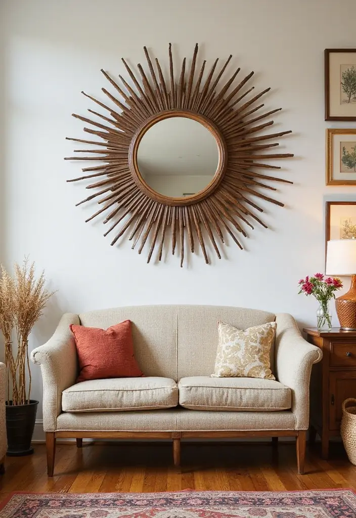 25 Mirror Wall Decor Ideas for Apartments and Small Spaces 17 25 Mirror Wall Decor Ideas for Apartments and Small Spaces - 17. Mid-Century Modern Appeal
