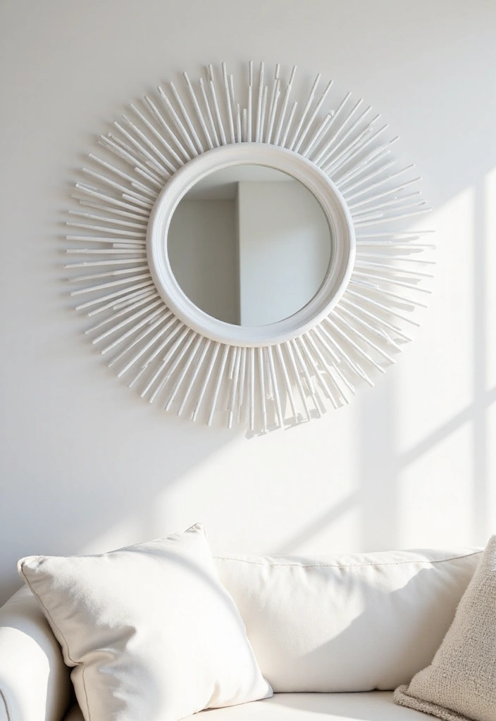 25 Mirror Wall Decor Ideas for Apartments and Small Spaces 20 25 Mirror Wall Decor Ideas for Apartments and Small Spaces - 20. Bright White Sunburst