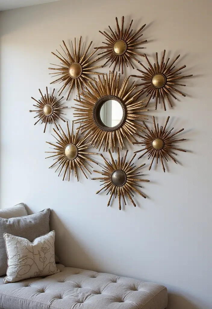 25 Mirror Wall Decor Ideas for Apartments and Small Spaces 21 25 Mirror Wall Decor Ideas for Apartments and Small Spaces - 21. Sunburst Mirror Clusters