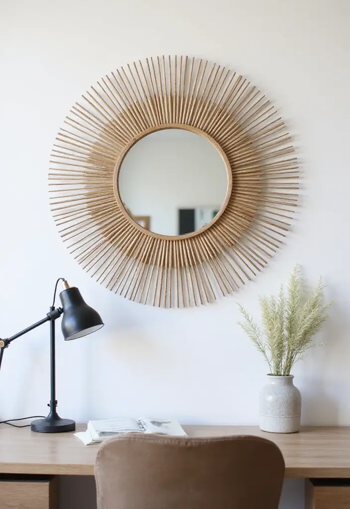 25 Mirror Wall Decor Ideas for Apartments and Small Spaces 8 25 Mirror Wall Decor Ideas for Apartments and Small Spaces - 8. Geometric Sunburst Designs