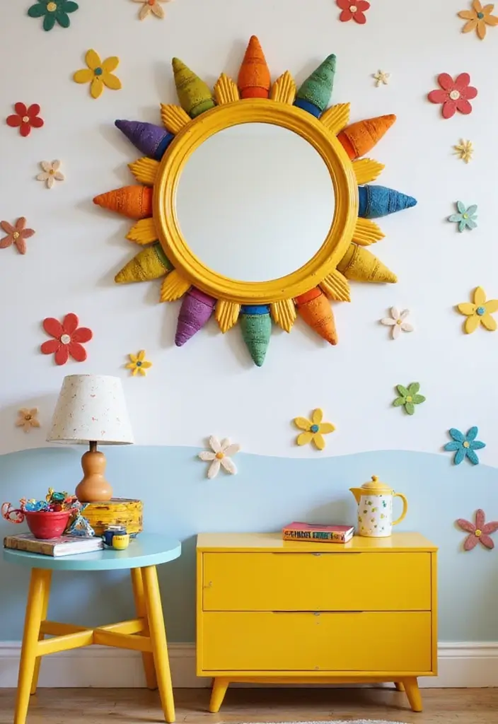 25 Mirror Wall Decor Ideas for Apartments and Small Spaces 9 25 Mirror Wall Decor Ideas for Apartments and Small Spaces - 9. Playful Colors for Kids' Rooms