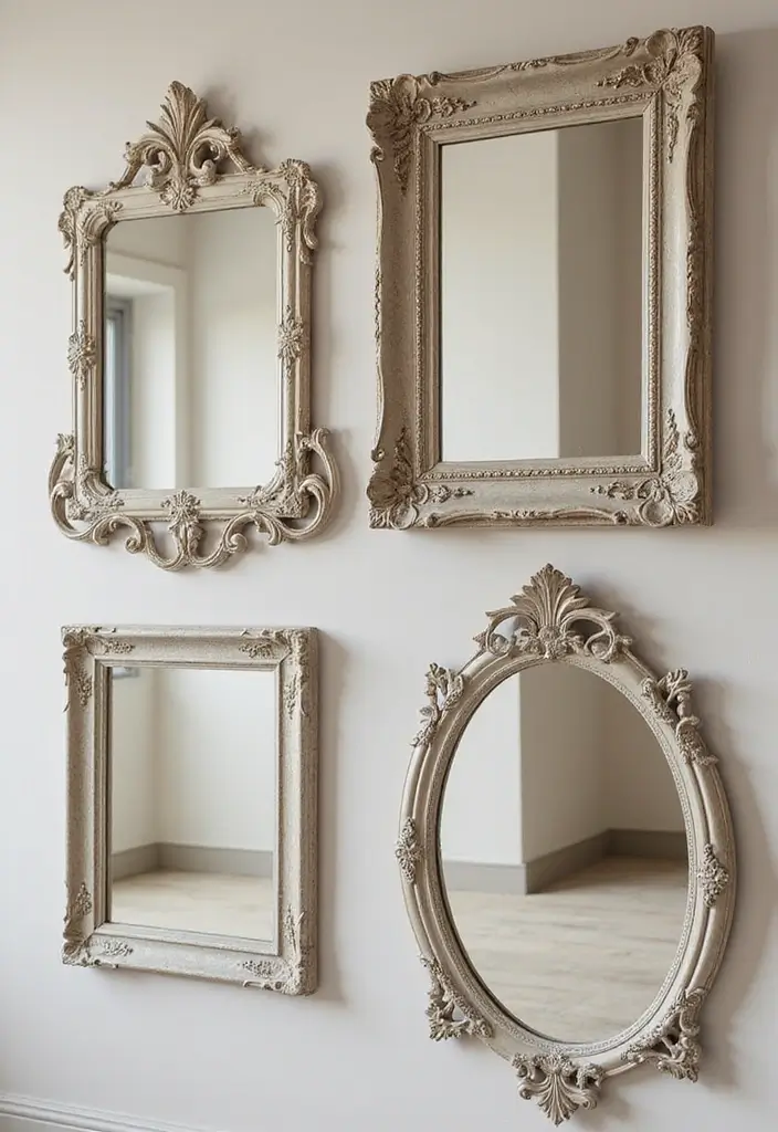 25 Mirror Wall Decor Ideas for Neutral Color Schemes and Minimal Homes 12 25 Mirror Wall Decor Ideas for Neutral Color Schemes and Minimal Homes - 12. Framed Mirrors with Textured Finishes