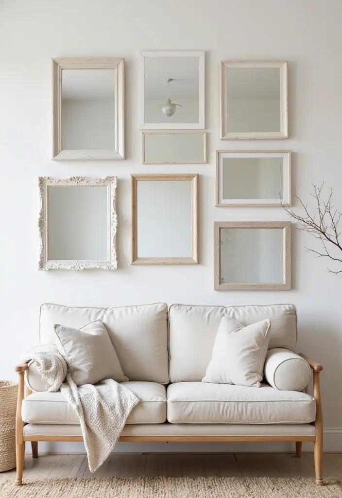 25 Mirror Wall Decor Ideas for Neutral Color Schemes and Minimal Homes 13 25 Mirror Wall Decor Ideas for Neutral Color Schemes and Minimal Homes - 13. DIY Mirror Wall with Frames