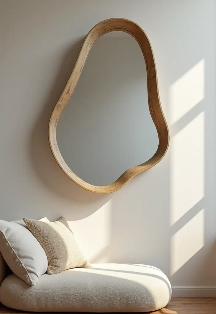 25 Mirror Wall Decor Ideas for Neutral Color Schemes and Minimal Homes 20 25 Mirror Wall Decor Ideas for Neutral Color Schemes and Minimal Homes - 20. Artistic Mirror Shapes