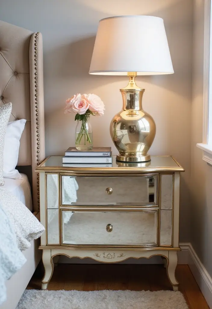 25 Mirror Wall Decor Ideas for Teenage Bedrooms That Feel Mature 16 25 Mirror Wall Decor Ideas for Teenage Bedrooms That Feel Mature - 16. Mirrored Nightstand