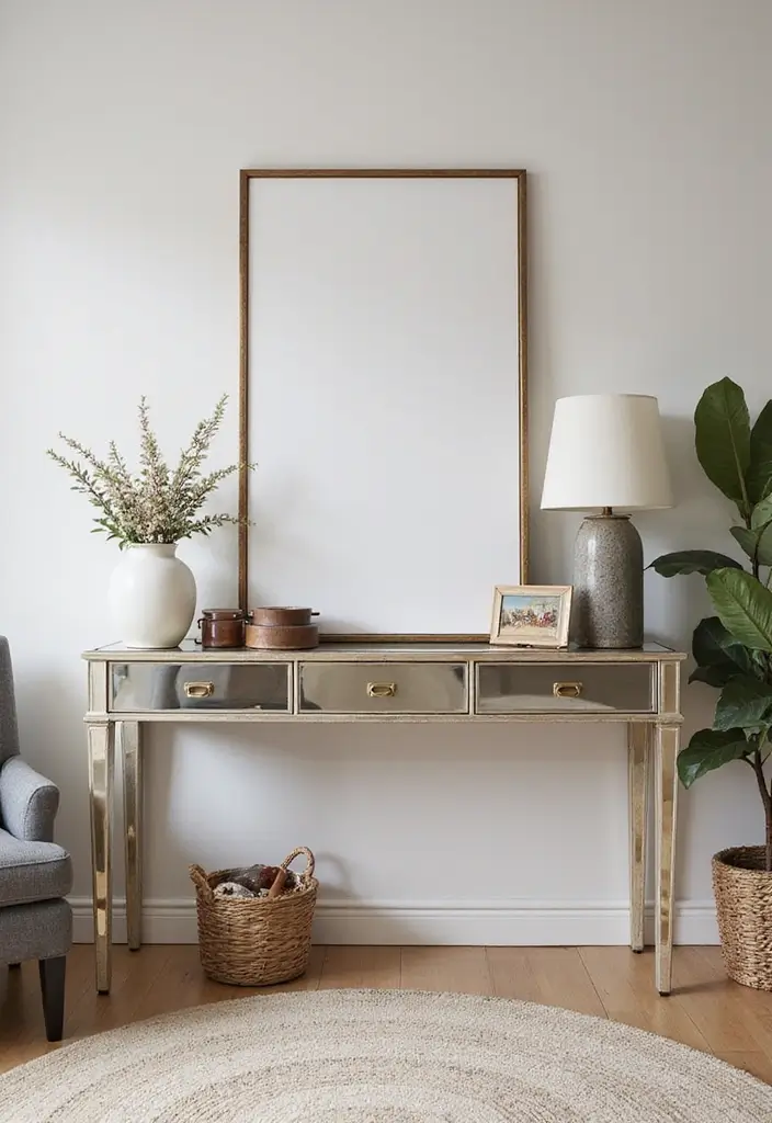 25 Mirror Wall Decor Ideas for Teenage Bedrooms That Feel Mature 19 25 Mirror Wall Decor Ideas for Teenage Bedrooms That Feel Mature - 19. Mirrored Console Table