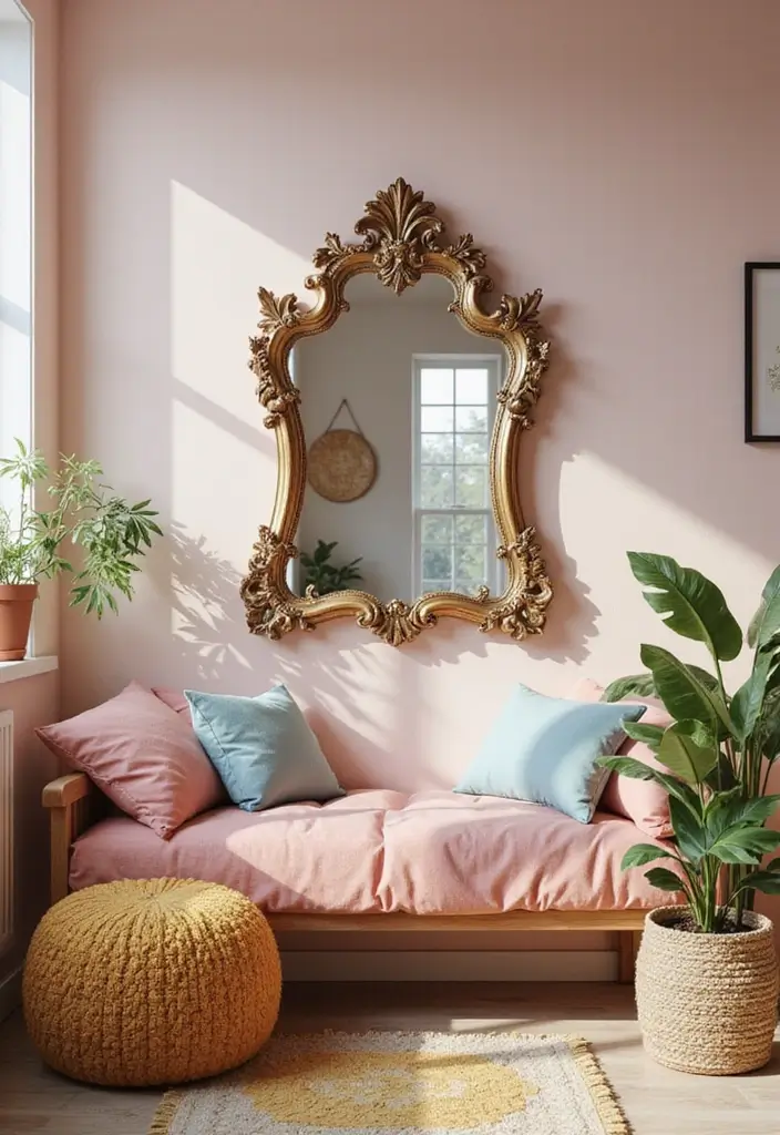 25 Mirror Wall Decor Ideas for Teenage Bedrooms That Feel Mature 22 25 Mirror Wall Decor Ideas for Teenage Bedrooms That Feel Mature - 22. Vintage Mirror with a Twist