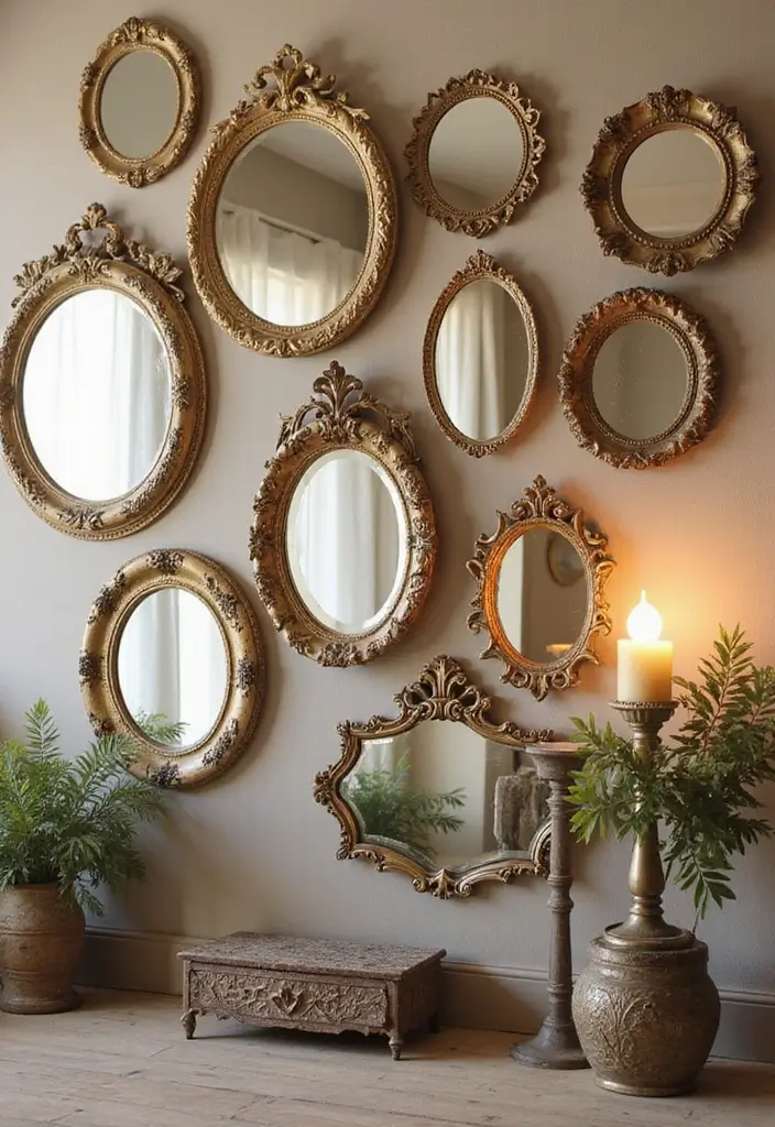 25 Vintage Gold Mirror Decor Ideas That Bring Timeless Elegance Home 2 25 Vintage Gold Mirror Decor Ideas That Bring Timeless Elegance Home - 2. Layered Look with Multiple Mirrors