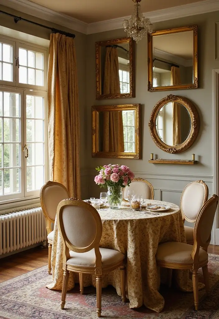 25 Vintage Gold Mirror Decor Ideas That Bring Timeless Elegance Home 20 25 Vintage Gold Mirror Decor Ideas That Bring Timeless Elegance Home - 20. Vintage Gold Mirrors with Textiles