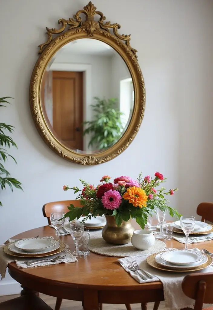 25 Vintage Gold Mirror Decor Ideas That Bring Timeless Elegance Home 23 25 Vintage Gold Mirror Decor Ideas That Bring Timeless Elegance Home - 23. Vintage Mirrors with Floral Touches