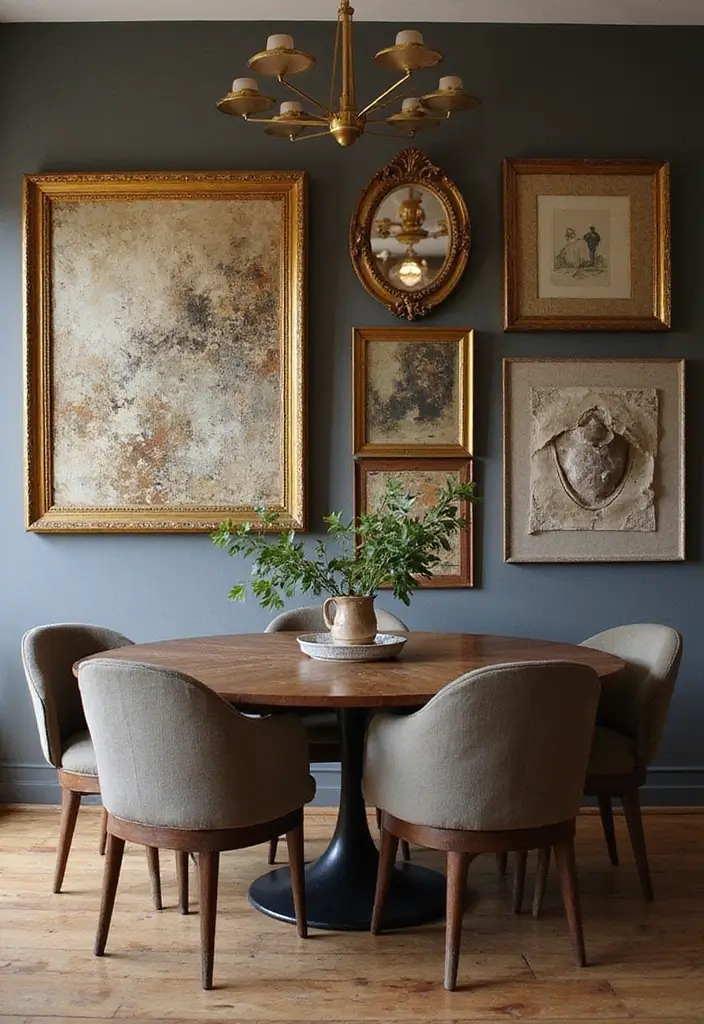 25 Vintage Gold Mirror Decor Ideas That Bring Timeless Elegance Home 24 25 Vintage Gold Mirror Decor Ideas That Bring Timeless Elegance Home - 24. Vintage Gold Mirrors and Textured Artwork
