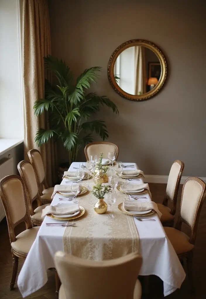 25 Vintage Gold Mirror Decor Ideas That Bring Timeless Elegance Home 9 25 Vintage Gold Mirror Decor Ideas That Bring Timeless Elegance Home - 9. Mirror-Infused Table Linens