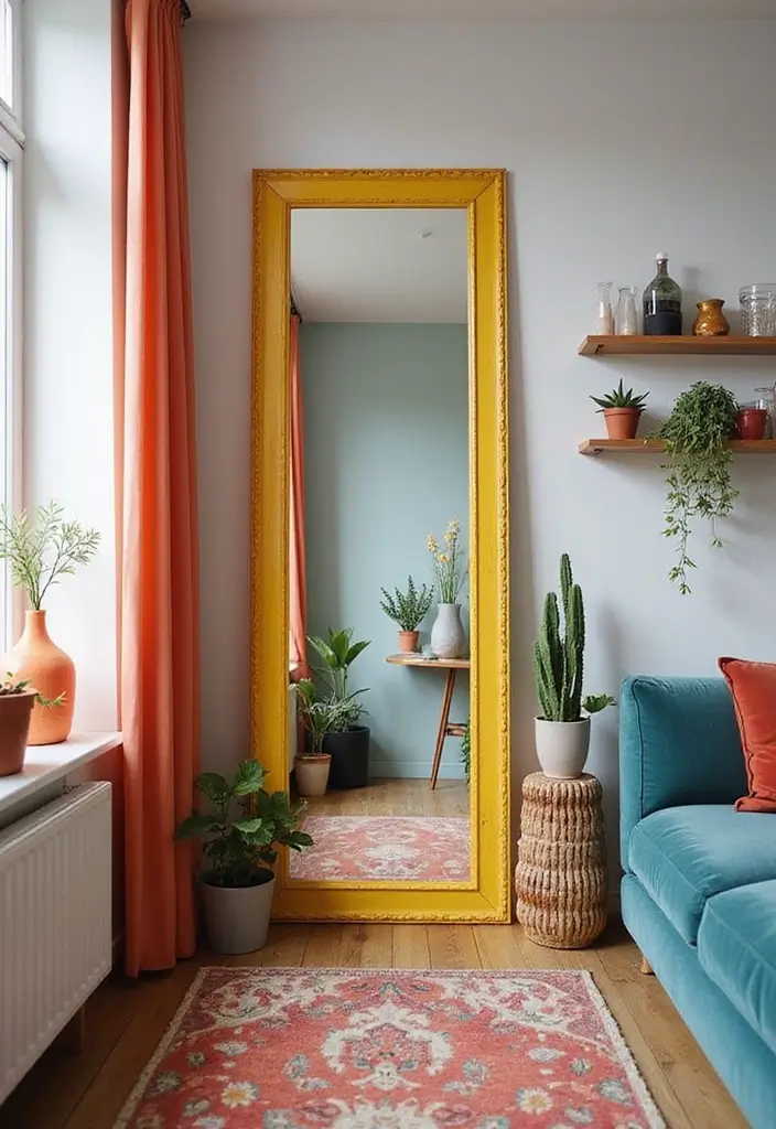 26 Full Length Mirror Decor Ideas for Small Apartments and Tight Spaces 12 26 Full Length Mirror Decor Ideas for Small Apartments and Tight Spaces - 12. Color Pop