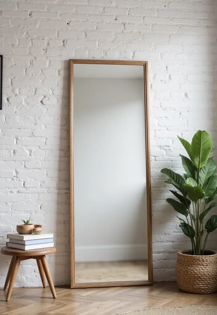 26 Full Length Mirror Decor Ideas for Small Apartments and Tight Spaces 14 26 Full Length Mirror Decor Ideas for Small Apartments and Tight Spaces - 14. Textured Backdrop