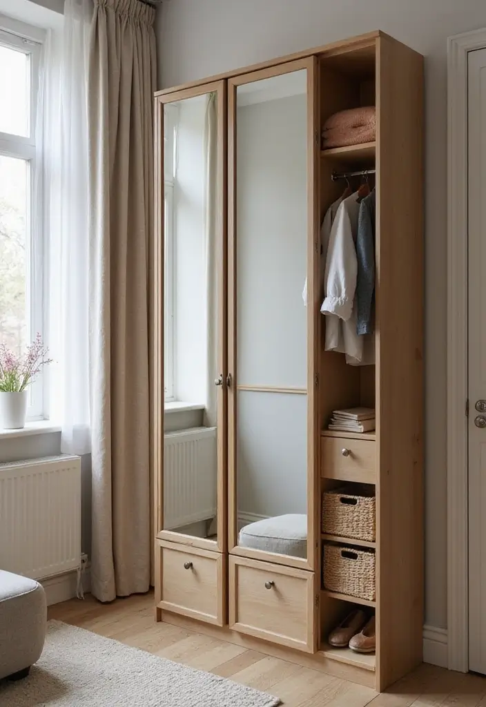 26 Full Length Mirror Decor Ideas for Small Apartments and Tight Spaces 16 26 Full Length Mirror Decor Ideas for Small Apartments and Tight Spaces - 16. Smart Storage Solutions