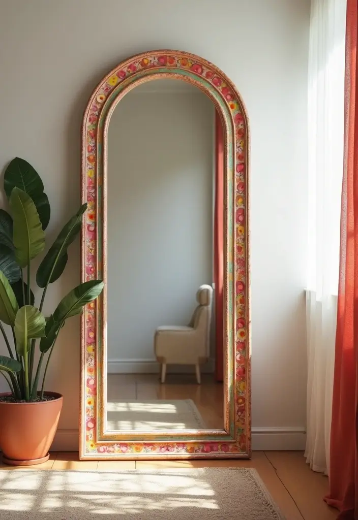26 Full Length Mirror Decor Ideas for Small Apartments and Tight Spaces 19 26 Full Length Mirror Decor Ideas for Small Apartments and Tight Spaces - 19. Colorful Border