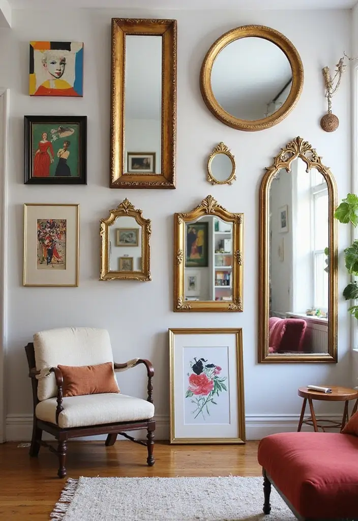 26 Full Length Mirror Decor Ideas for Small Apartments and Tight Spaces 2 26 Full Length Mirror Decor Ideas for Small Apartments and Tight Spaces - 2. Gallery Wall Glam
