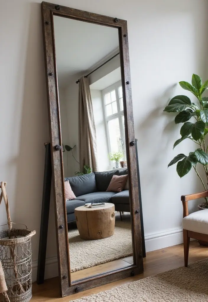 26 Full Length Mirror Decor Ideas for Small Apartments and Tight Spaces 20 26 Full Length Mirror Decor Ideas for Small Apartments and Tight Spaces - 20. Industrial Edge