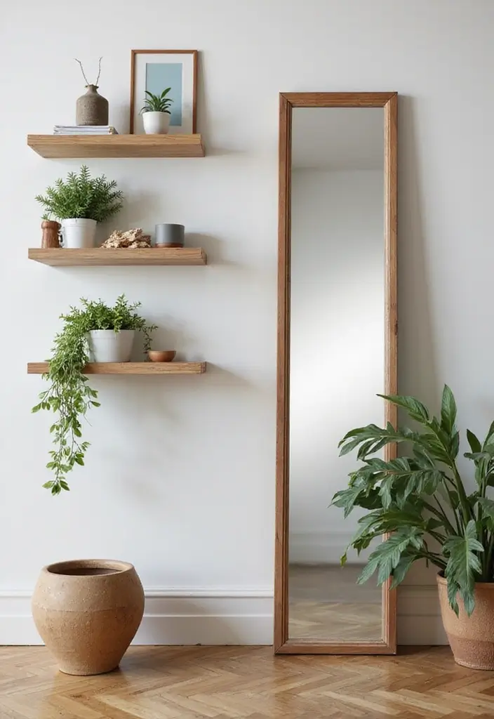 26 Full Length Mirror Decor Ideas for Small Apartments and Tight Spaces 24 26 Full Length Mirror Decor Ideas for Small Apartments and Tight Spaces - 24. Open Shelving Style