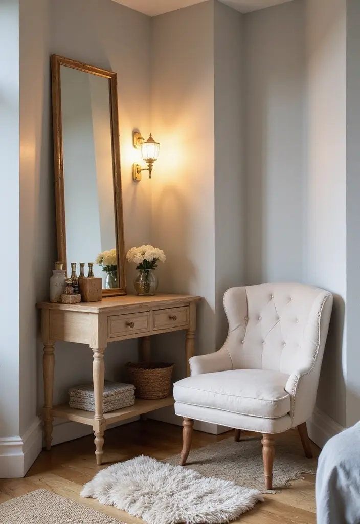 26 Full Length Mirror Decor Ideas for Small Apartments and Tight Spaces 4 26 Full Length Mirror Decor Ideas for Small Apartments and Tight Spaces - 4. Dressing Nook Delight