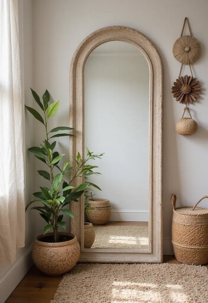 26 Full Length Mirror Decor Ideas for Small Apartments and Tight Spaces 7 26 Full Length Mirror Decor Ideas for Small Apartments and Tight Spaces - 7. Framed in Fabric