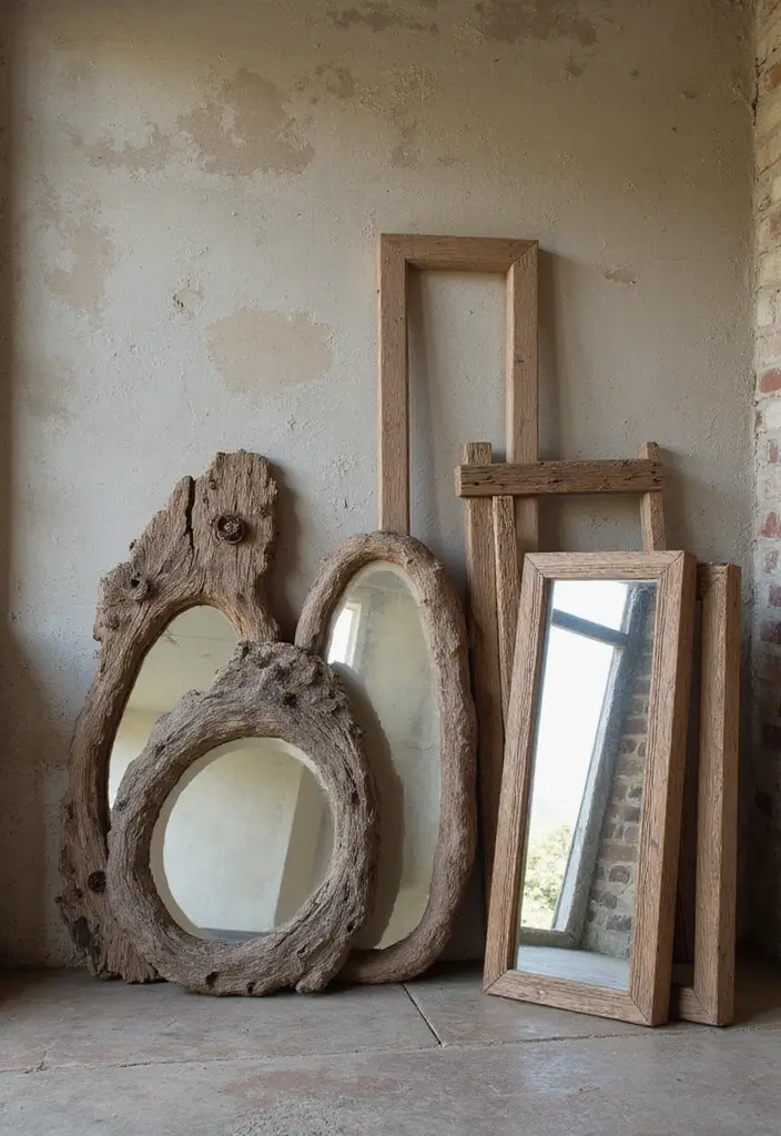 26 Mirror Wall Decor Ideas That Work for Both Traditional and Modern Styles 1 26 Mirror Wall Decor Ideas That Work for Both Traditional and Modern Styles - 1. Rustic Wood Framed Mirrors