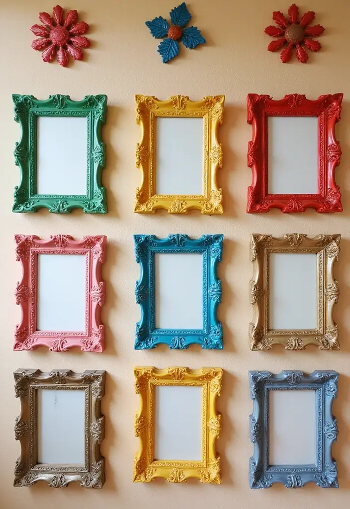 26 Mirror Wall Decor Ideas That Work for Both Traditional and Modern Styles 16 26 Mirror Wall Decor Ideas That Work for Both Traditional and Modern Styles - 16. Colorful Framed Mirrors