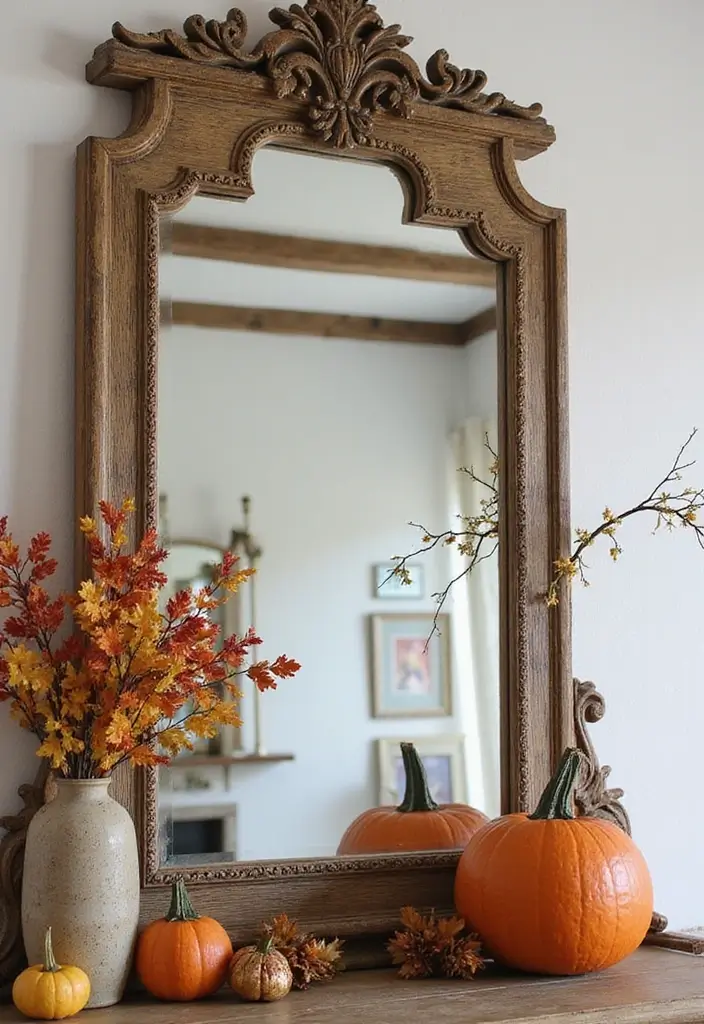 26 Mirror Wall Decor Ideas That Work for Both Traditional and Modern Styles 18 26 Mirror Wall Decor Ideas That Work for Both Traditional and Modern Styles - 18. Seasonal Mirror Decor