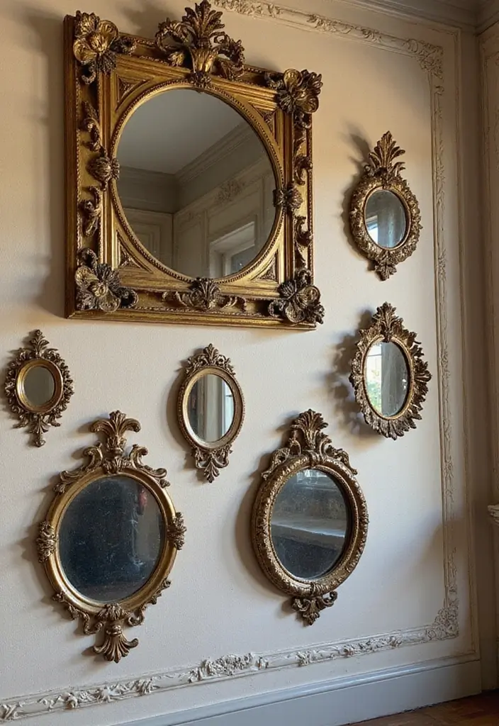 26 Mirror Wall Decor Ideas That Work for Both Traditional and Modern Styles 2 26 Mirror Wall Decor Ideas That Work for Both Traditional and Modern Styles - 2. Vintage Ornate Mirrors