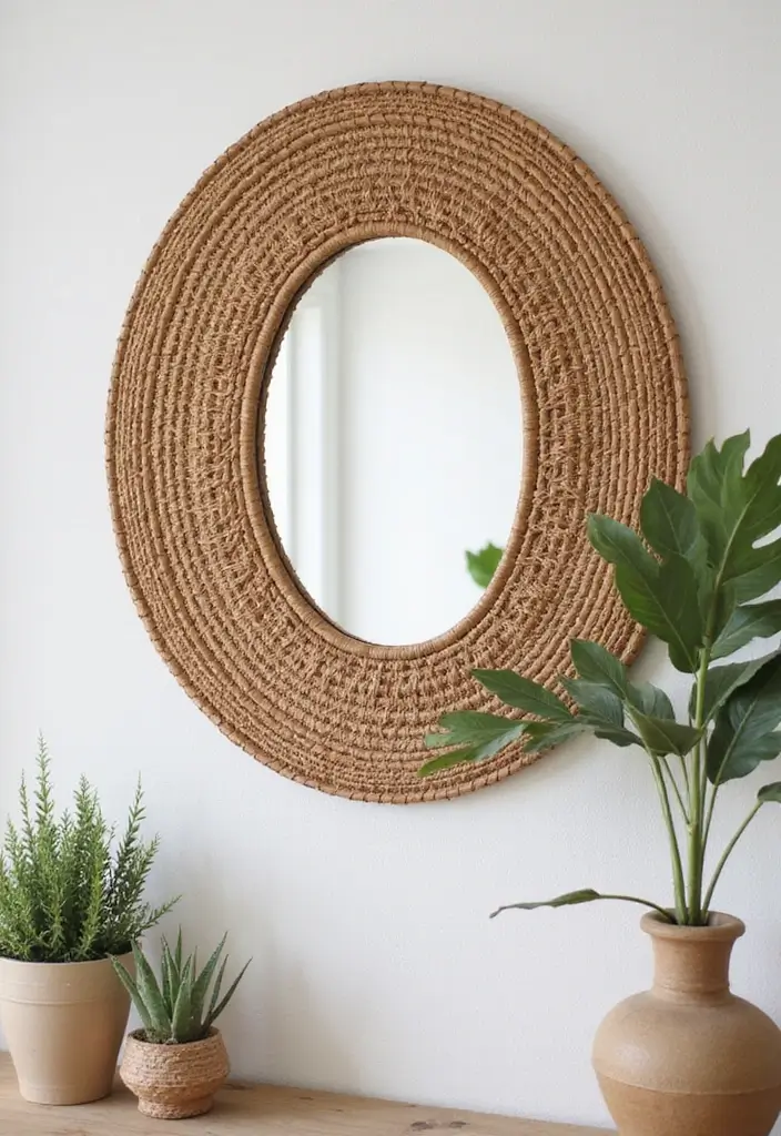 26 Mirror Wall Decor Ideas That Work for Both Traditional and Modern Styles 25 26 Mirror Wall Decor Ideas That Work for Both Traditional and Modern Styles - 25. Woven Mirror Mirrors