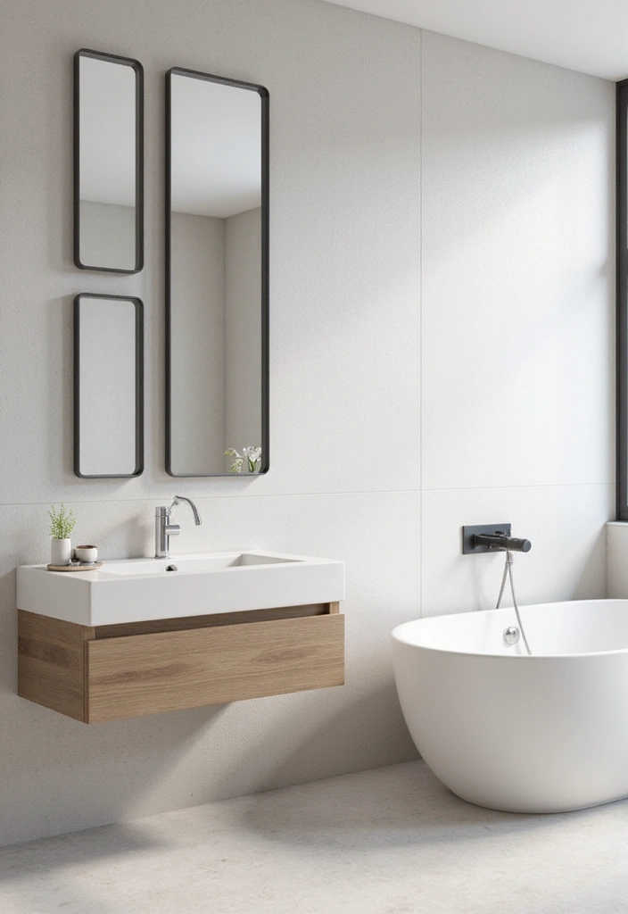 26 Round Mirror Bathroom Decor Ideas That Blend Function and Beauty 12 26 Round Mirror Bathroom Decor Ideas That Blend Function and Beauty - 12. Minimalist Arrangement for Clean Lines