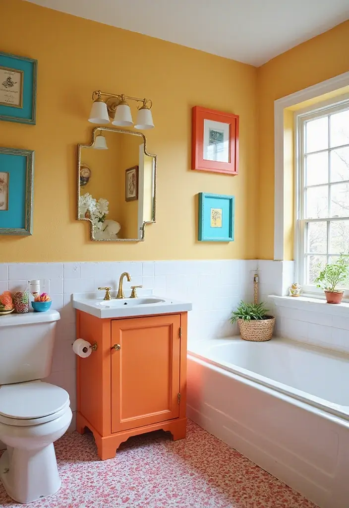 26 Round Mirror Bathroom Decor Ideas That Blend Function and Beauty 13 26 Round Mirror Bathroom Decor Ideas That Blend Function and Beauty - 13. Colorful Frames for a Pop of Fun