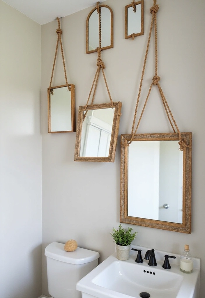 26 Round Mirror Bathroom Decor Ideas That Blend Function and Beauty 20 26 Round Mirror Bathroom Decor Ideas That Blend Function and Beauty - 20. Hanging Mirrors for Vertical Interest