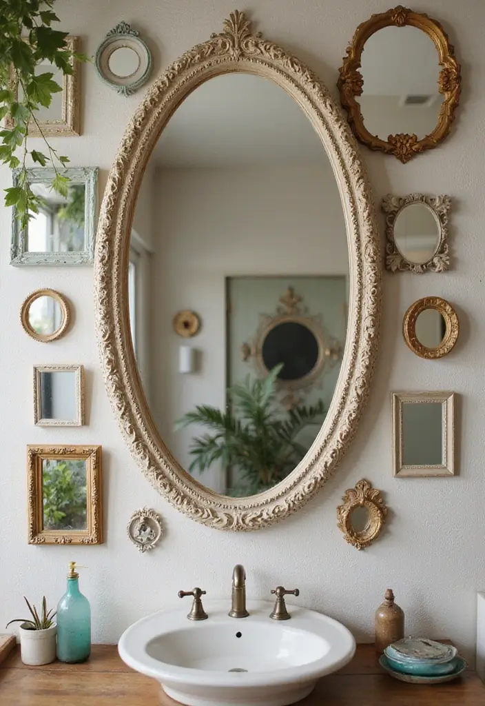 26 Round Mirror Bathroom Decor Ideas That Blend Function and Beauty 3 26 Round Mirror Bathroom Decor Ideas That Blend Function and Beauty - 3. Mixed Shapes for Eclectic Charm